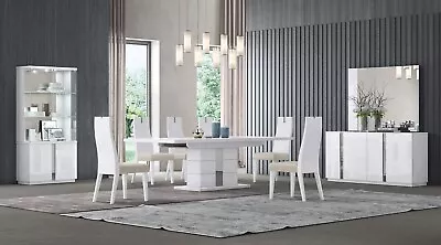 NEW Contemporary White Gloss Dining Table Chair Modern Minimalist Furniture Set • $2099.99