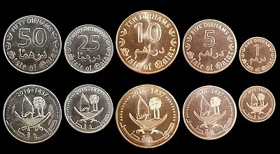 Qatar UNC 5 Pcs Coin SET 1 5 10 25 50 Dirhams 2016 • $4.95