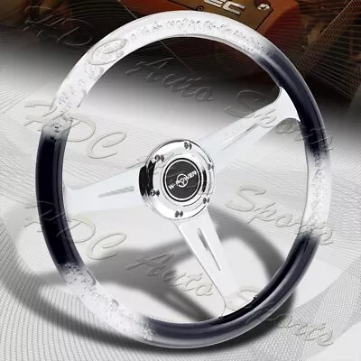 W-Power 350MM Black/Clear Diamond Crystal Bubble 3-Spoke Racing Steering Wheel • $75.99