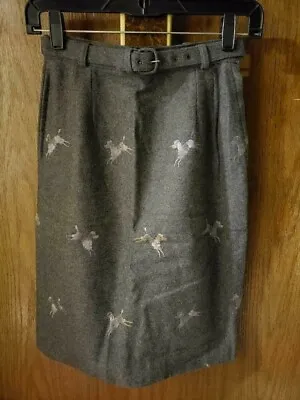 VINTAGE 50s POODLE PENCIL SKIRT EMBROIDERED DOG 1950s CHARCOAL GRAY WOMENS DRESS • $125.99