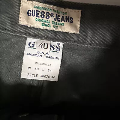 Guess Jeans Men's Vintage Denim Pascal Loose Fit Tapered Leg 40 Green Stained • $98