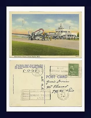 Michigan Grand Rapids Airport 17 June 1942 To Jesse Irvin Of Mt Pleasant Ohio. • $12.99