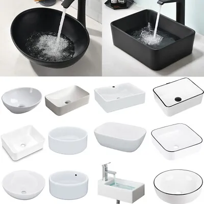 Modern Bathroom Vanity Ceramic Wash Basin Cloakroom Sink Counter Top/Wall Mount • £30.50