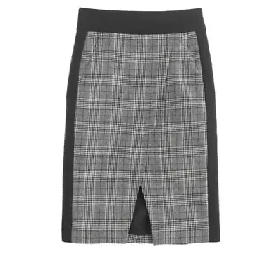 J.CREW NWT $128 Glen Plaid Wool Crossover Slit Lined Pencil Skirt Size 4 • $34.99