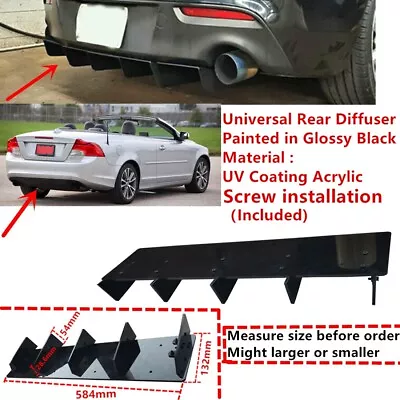 23x5  For Volvo C70 2011-2013 Rear Bumper 5 Shark Fins Diffuser Splitter Black • $39.95