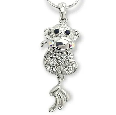 MONKEY Made With Swarovski Crystal Chimpanzee Pendant Necklace Animal 18  Chain • $29.99