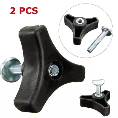 2x Plastic Triangle Handle Knob Nut Screw Bolt For Lawn Mower Machine Tool Black • £4.61