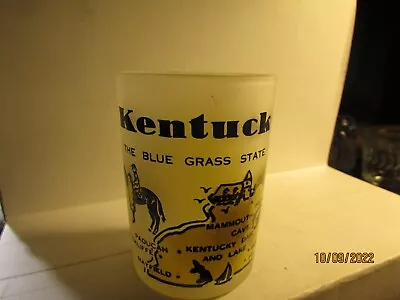 Vintage Kentucky-w/ Map-4 Oz Shot Glass MID CENTURY -frosted /scenes- 4 Oz- Nice • $8.59