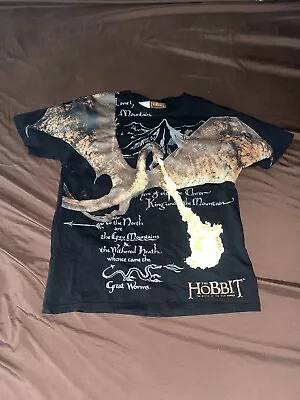 Vintage Warner Bros The Hobbit Motion PictureDragon Graphic Shirt Rare Black M • $15