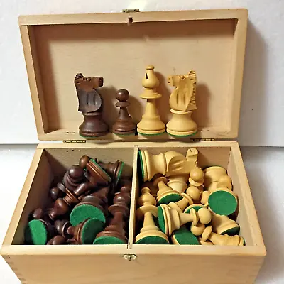 Rare Vtg Original Lardy Wood Chess Set Pieces Hand Carved W/Box - 3.75  King • $299.90