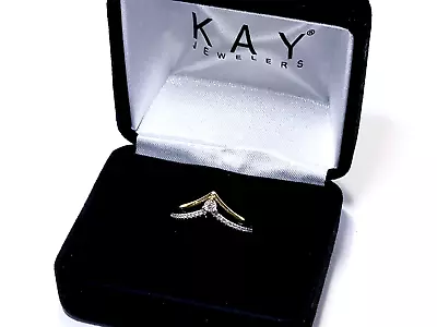 $289.79 • Buy Kay Diamond  V   Ring 1/10 Ct Tw Round Cut 10k Yellow Gold Sz 7.5