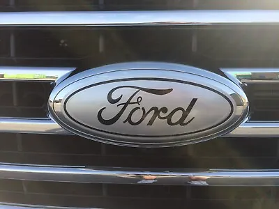 Ford Oval Emblem SILVER METALLIC STICKER OVERLAY Fits 2018 F150 • $19.99