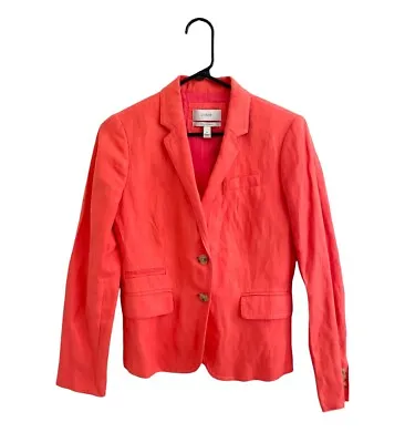 J. Crew Womens Blazer Orange Coral Two Button Schoolboy Lined Work Suit Jacket 0 • $24.99