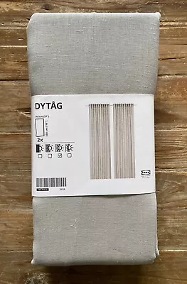 BNWT IKEA DYTAG Curtains 100% Linen Light Grey Two Panels 145 X 300cm Extra Long • £105