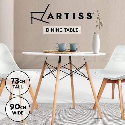 Artiss Dining Table Round 4 Seater Replica DSW Eiffel Kitchen Cafe Table 90CM • $122.95