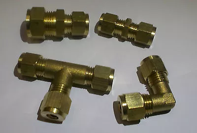 6mm Brass Compression Fitting Straight Reducer Elbow Tee 1/4 Male Female Coupler • £2.60