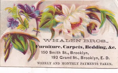 Small 1800's Victorian Trade Card -Whalen Bros Furniture Carpets -2 X 3.25 • $2.95
