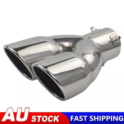 Dual Exhaust Tip Rolled Edge Slant Cut Tailpipe Tip 3 Inch Inlet (Silver) • $26.69