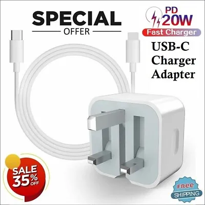 For IPhone 14 13 12 11 Pro MAX XR Fast Charging USB-C 20W PD Plug Charger Cable • £2.75