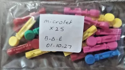 Microlet Multi-Coloured Sterile Silicone Coated Lancets X 25. Use By October 27 • £4.20