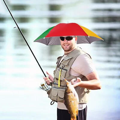 Fishing Umbrella Hat Sun Rain Cap Hands Free Golf Beach Camping Hiking Sunshade • $6.50