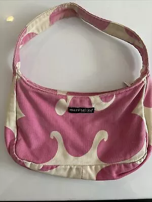 MARIMEKKO  Vintage Bag Pink And White  Print  Baguette Bag Canvas Shoulder Bag • $18.99