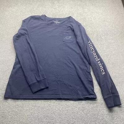 Vineyard Vines Shirt Womens Medium Long Sleeve Gray Crew Neck Whale Print Pocket • $16.99