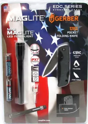 Mini Maglite LED Flashlight & Gerber US1 Folding Pocket Knife No. SP32TRK • $24.99