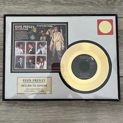 Elvis Presley Return To Sender 24kt Gold Plated 45 Record Framed Limited Edition • $120.99