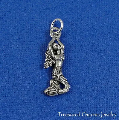 Silver Mermaid Charm - Ocean Nautical Pendant Jewelry NEW • $8.95