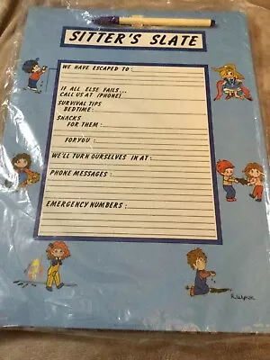 Vintage WRITE-ON WIPE-OFF SITTERS SLATE Baby Sitter Memo Board House Of Lloyd 85 • $9.99