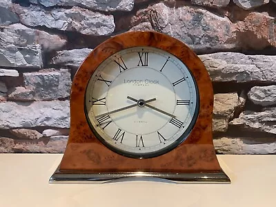 London Clock Company Wood & Chrome Quartz Mantel Clock • £40