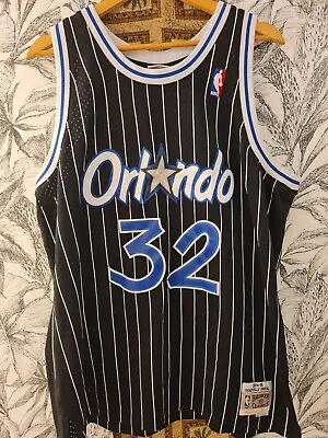 Shaquille O'Neal Orlando Magic Mitchell & Ness Black Pinstripe Replica Jersey • $35