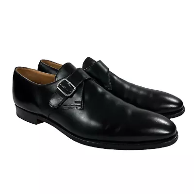 Crockett & Jones Malvern Monk Strap Dress Shoes Mens US 13.5 E Black Plain Toe • $99