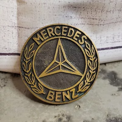 VINTAGE 1970s UB ***MERCEDES BENZ*** LOGO SOLID BRONZE BUCKLE • $60