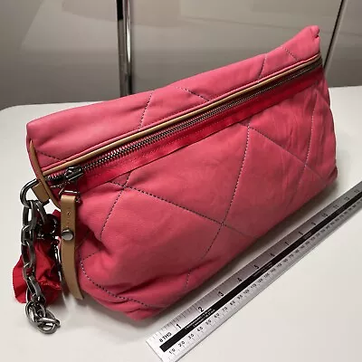 Lanvin Amalia Bag Wristlet Clutch Poppy Red Pink RRP £875 Quilted Lambskin • £99