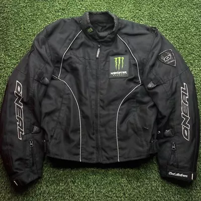 ONeal Monster Energy Motorcycle Jacket Mens M Black Padded Fred Andrews • $79.99