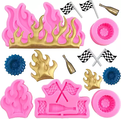 Flame Fondant Molds Car Tire Fondant Mold Hot Fire Silicone Molds Round Tire  • $21.99
