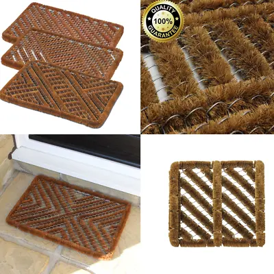 Natural Coir Wire Boot Shoe Cleaning Scraper Door Mat Entrance Outdoor Front • £11.95