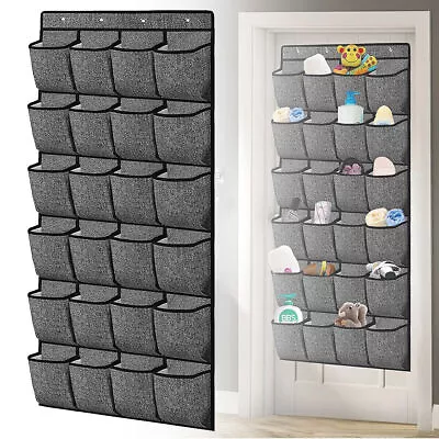 24Pocket Hanging Shoe Holder Storage Box Over Door Rack Hanger Closet Organizer. • £8.59