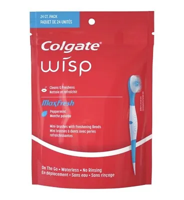 New Colgate Max Fresh Wisp Disposable Mini Toothbrush -Peppermint 24 Count USA • $14.90