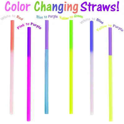 Fun Color Changing Party Straws!  Reusable Recyclable Smoothie Plastic Drinking • $8.95