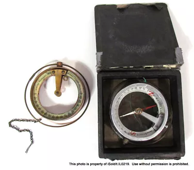 Vintage W. S. Darley & Co. Dip Needle Surveying Compass With Case 3.5  + PARTS • $25