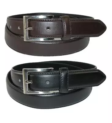 New CTM Men's Leather Basic Dress Belt With Silver Buckle (Pack Of 2 Colors) • $16.94