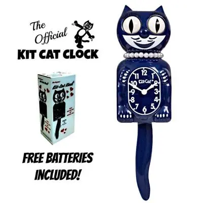 GALAXY BLUE LADY KIT CAT CLOCK 15.5  Glitter Free Battery USA MADE Kit-Cat Klock • $79.99
