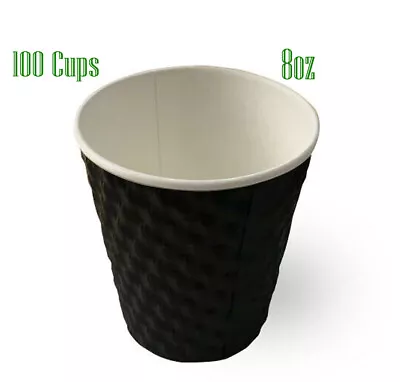 Takeaway Triple Wall Coffee Cups 8oz Disposable Without Lids Bulk Drink 100 Pack • $32