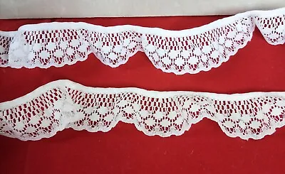 Gathered Cotton Crochet Lace Trim 1  Scalloped Edge Edging Finish Per Metre • £2.25