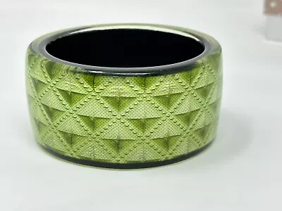 Unique Vintage Resin Bangle Bracelet With Green Diamond Pattern Design • $29.99