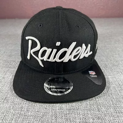 New Era Raiders Hat Cap 9Fifty NFL Script Spell Out Snapback Cap Ice Cube Wool • $23.99