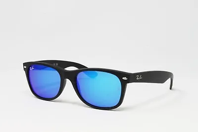 Ray Ban Sunglasses New Wayfarer Unisex RB2132 62217 Rubber Black 55mm Blue Lens • $139